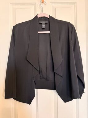 INC International Concepts Black Draped Open-Front Blazer